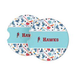 Hockey 2 Sandstone Car Coasters (Personalized)