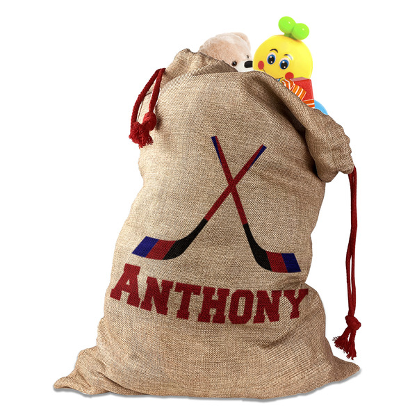 Hockey 2 Santa Bag - Front (stuffed w toys) PARENT