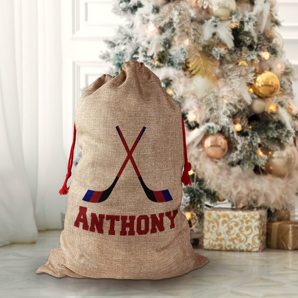 Hockey 2 Santa Bag - Front (stuffed)