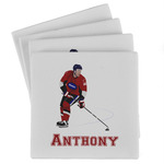 Hockey 2 Absorbent Stone Coasters - Set of 4 (Personalized)