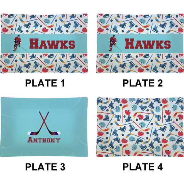 Hockey 2 Set of Rectangular Appetizer / Dessert Plates (Approval)