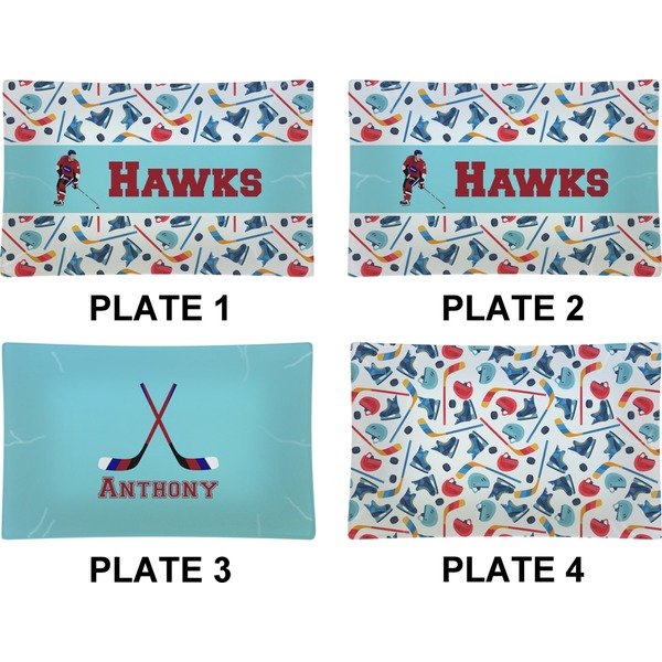 Hockey 2 Set of Rectangular Dinner Plates (Approval)