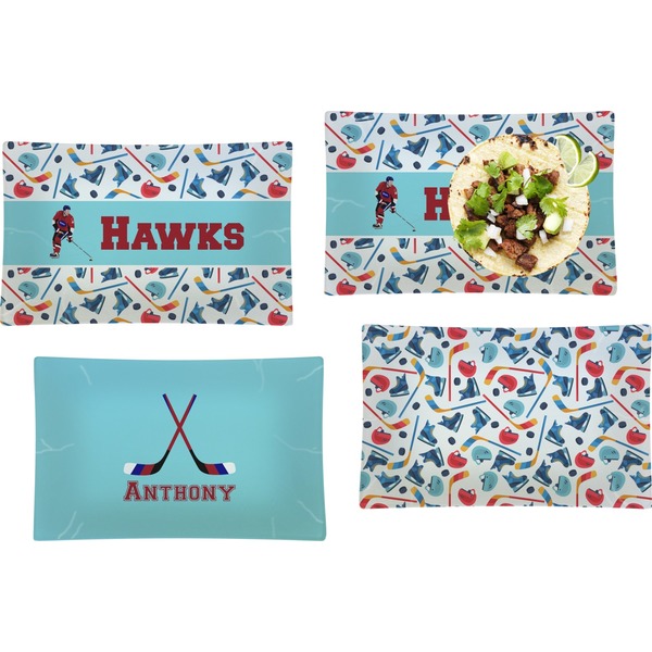 Hockey 2 Set of Rectangular Dinner Plates