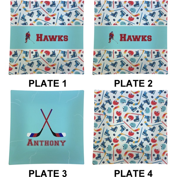 Hockey 2 Set of Square Dinner Plates (Approval)
