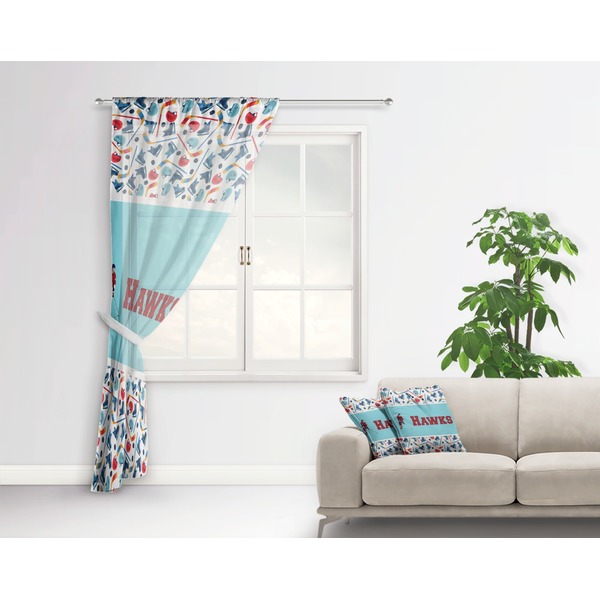 Hockey 2 Sheer Curtain With Window and Rod - in Room Matching Pillow