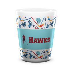 Hockey 2 Ceramic Shot Glass - 1.5 oz - White - Set of 4 (Personalized)