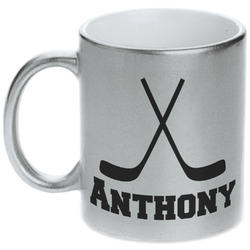 Hockey 2 Metallic Silver Mug (Personalized)