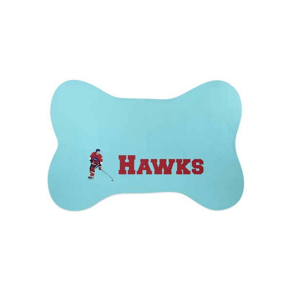 Custom Hockey 2 Bone Shaped Dog Food Mat (Small) (Personalized)