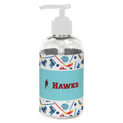 Hockey 2 Plastic Soap / Lotion Dispenser (8 oz - Small - White) (Personalized)