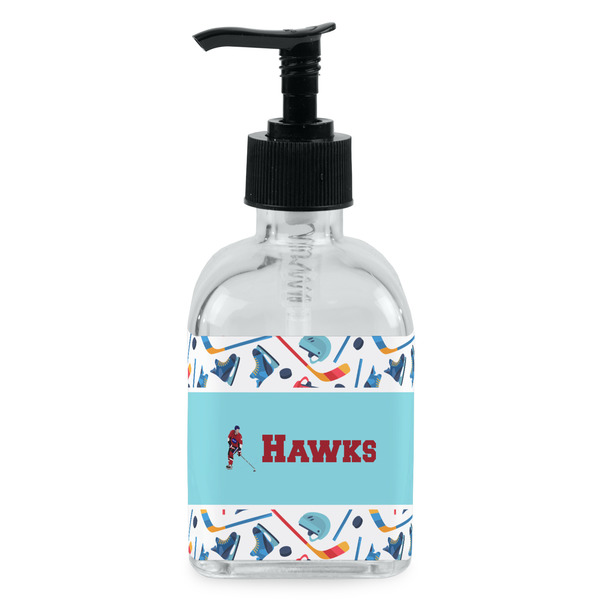 Custom Hockey 2 Glass Soap & Lotion Bottle - Single Bottle (Personalized)