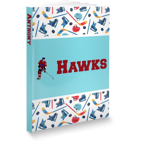Custom Hockey 2 Softbound Notebook - 7.25" x 10" (Personalized)