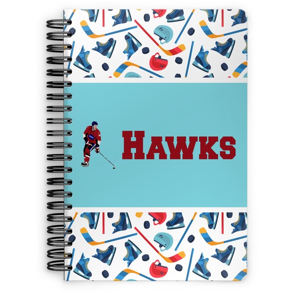 Custom Hockey 2 Spiral Notebook - 7x10 w/ Name or Text