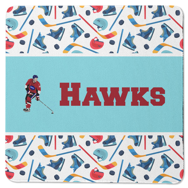 Custom Hockey 2 Square Rubber Backed Coaster (Personalized)