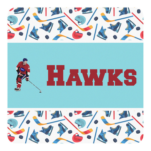 Custom Hockey 2 Square Decal - Large (Personalized)