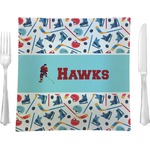 Hockey 2 Glass Square Lunch / Dinner Plate 9.5" (Personalized)