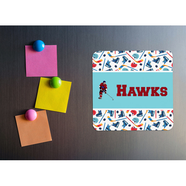 Hockey 2 Square Fridge Magnet - LIFESTYLE