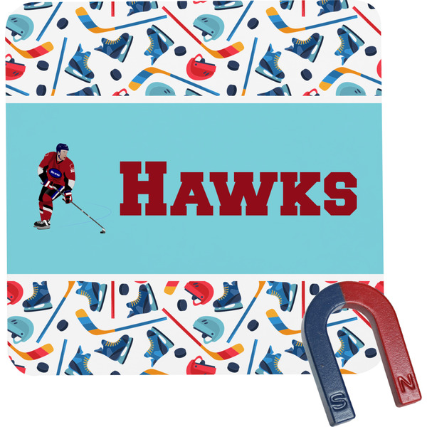 Custom Hockey 2 Square Fridge Magnet (Personalized)
