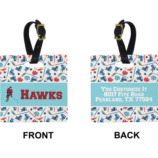 Hockey 2 Square Luggage Tag (Front + Back)