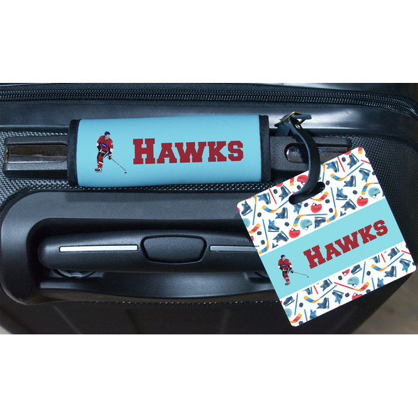 Hockey 2 Square Luggage Tag & Handle Wrap - In Context