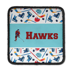 Hockey 2 Iron On Square Patch w/ Name or Text