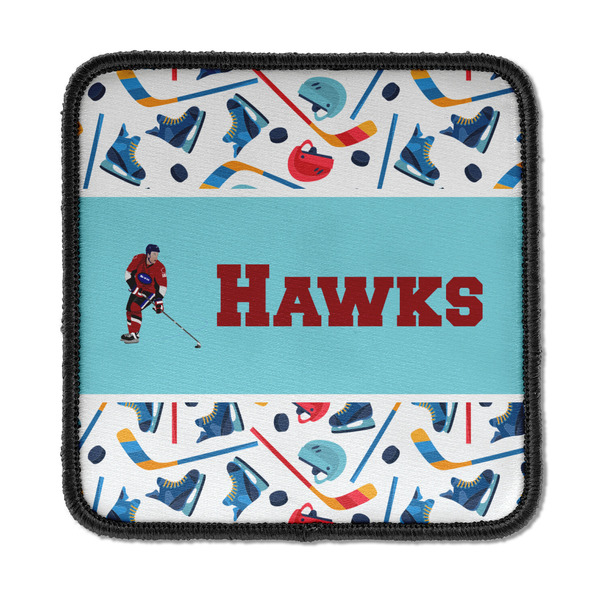 Custom Hockey 2 Iron On Square Patch w/ Name or Text