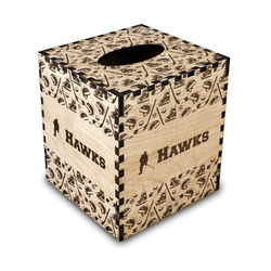 Hockey 2 Wood Tissue Box Cover - Square (Personalized)