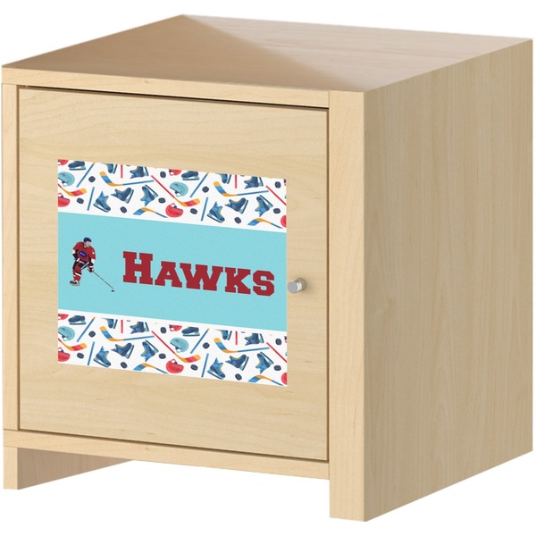 Hockey 2 Square Wall Decal on Wooden Cabinet