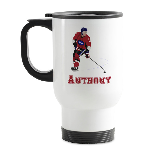 Custom Hockey 2 Stainless Steel Travel Mug with Handle
