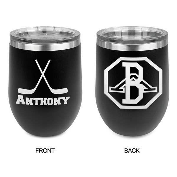 Hockey 2 Stainless Wine Tumblers - Black - Double Sided - Approval