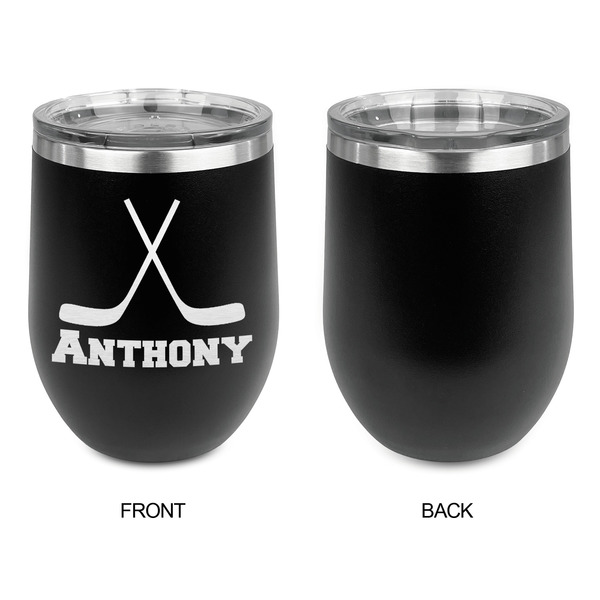 Hockey 2 Stainless Wine Tumblers - Black - Single Sided - Approval