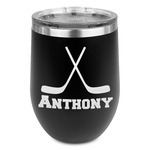 Hockey 2 Stemless Wine Tumbler - 5 Color Choices - Stainless Steel  (Personalized)