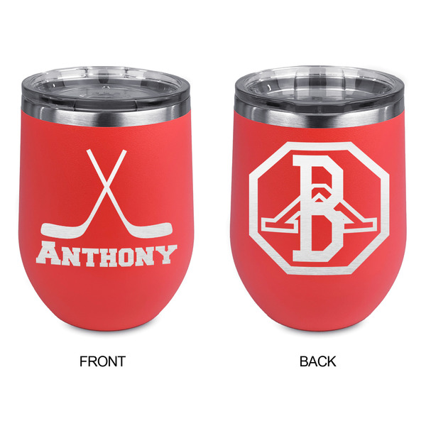 Hockey 2 Stainless Wine Tumblers - Coral - Double Sided - Approval