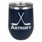 Hockey 2 Stemless Stainless Steel Wine Tumbler - Navy - Double Sided (Personalized)