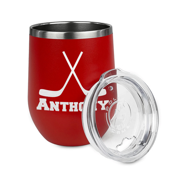 Hockey 2 Stainless Wine Tumblers - Red - Single Sided - Alt View