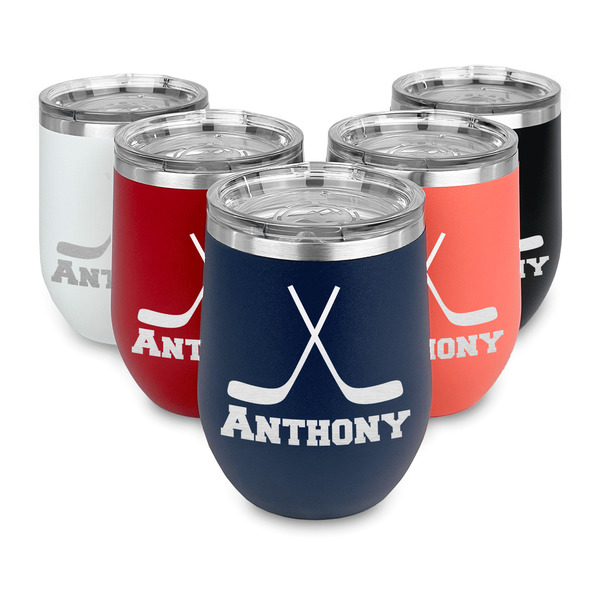 Hockey 2 Steel Wine Tumblers Multiple Colors