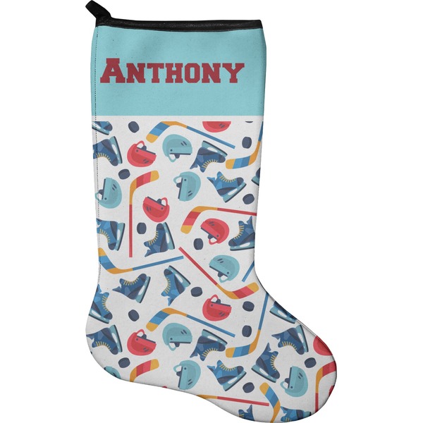 Custom Hockey 2 Holiday Stocking - Neoprene (Personalized)