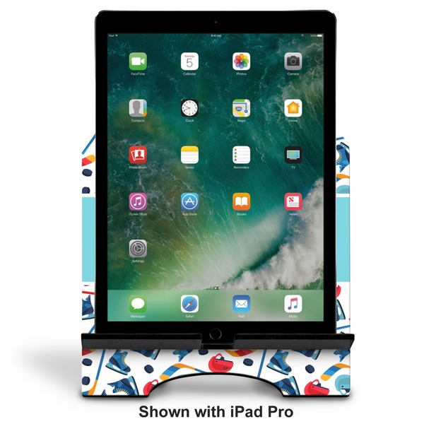 Hockey 2 Stylized Tablet Stand - Front with ipad