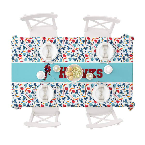 Hockey 2 Tablecloths (58"x102") - TOP VIEW (with plates)