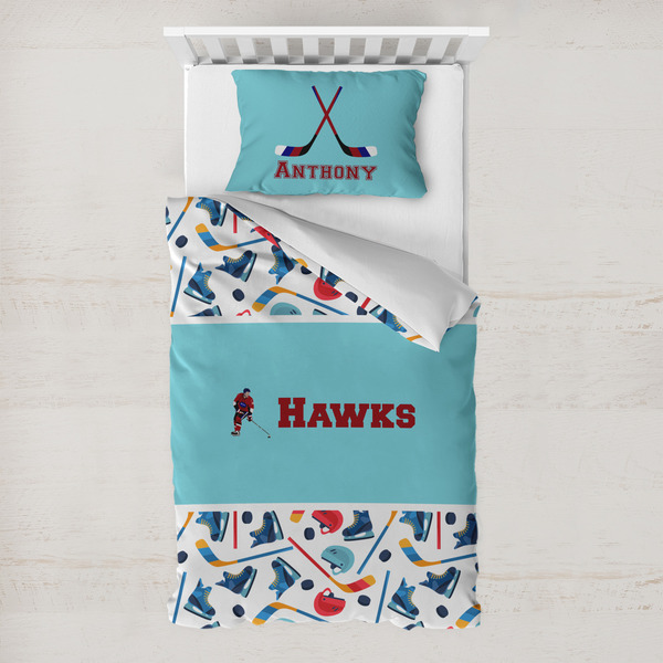 Custom Hockey 2 Toddler Bedding w/ Name or Text