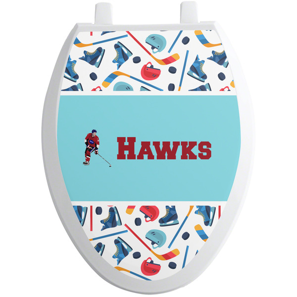 Custom Hockey 2 Toilet Seat Decal - Elongated (Personalized)