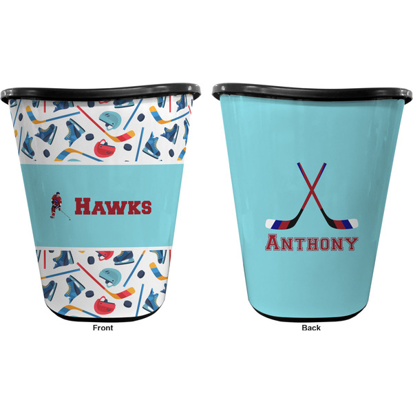 Hockey 2 Trash Can Black - Front and Back - Apvl