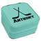 Hockey 2 Travel Jewelry Boxes - Leatherette - Teal - Angled View