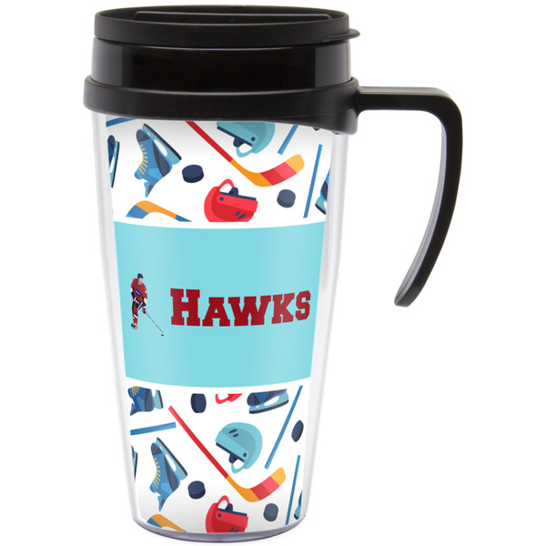 Custom Hockey 2 Acrylic Travel Mug with Handle (Personalized)