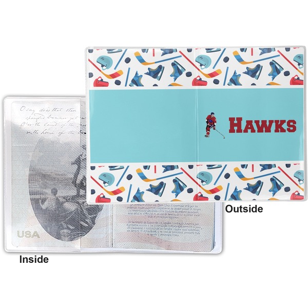 Hockey 2 Vinyl Passport Holder - Flat Front and Back