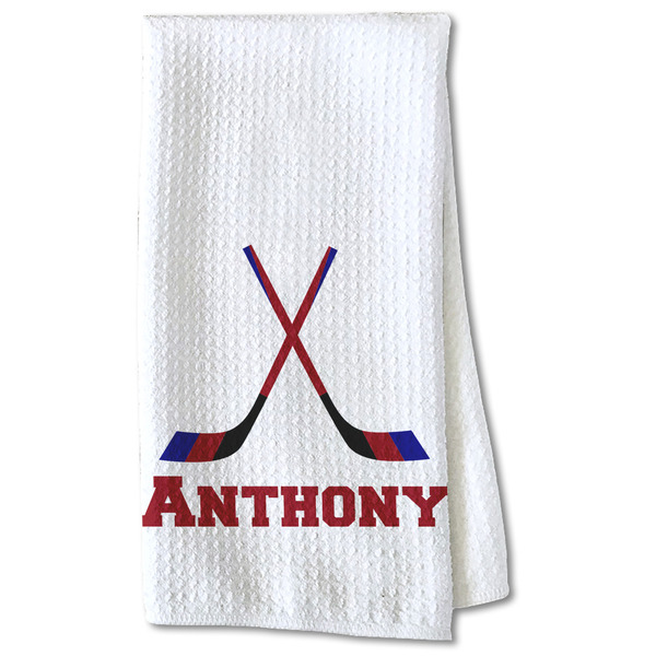 Custom Hockey 2 Kitchen Towel - Waffle Weave - Partial Print (Personalized)