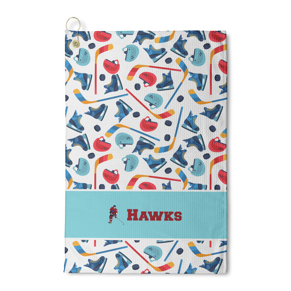 Custom Hockey 2 Waffle Weave Golf Towel (Personalized)