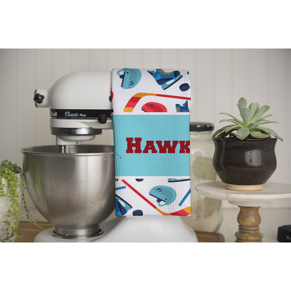 Hockey 2 Waffle Weave Towel - Full Color Print - Lifestyle Image