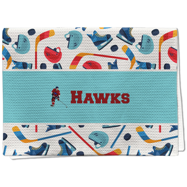 Custom Hockey 2 Kitchen Towel - Waffle Weave (Personalized)