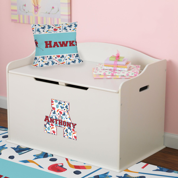 Hockey 2 Wall Name & Initial Small on Toy Chest