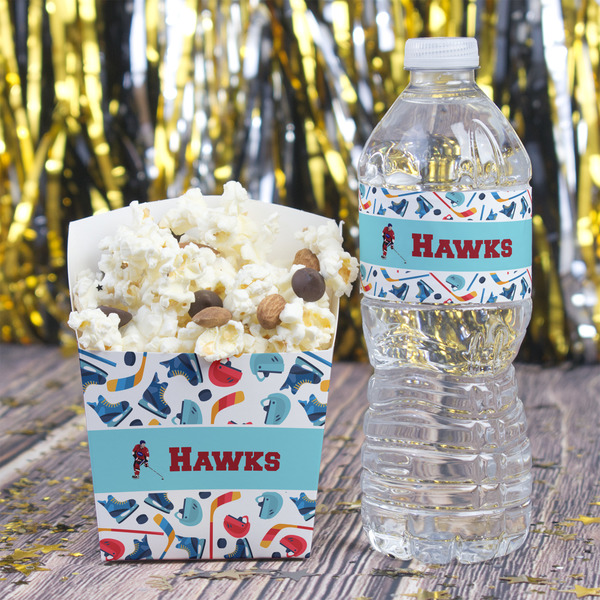 Hockey 2 Water Bottle Label - w/ Favor Box